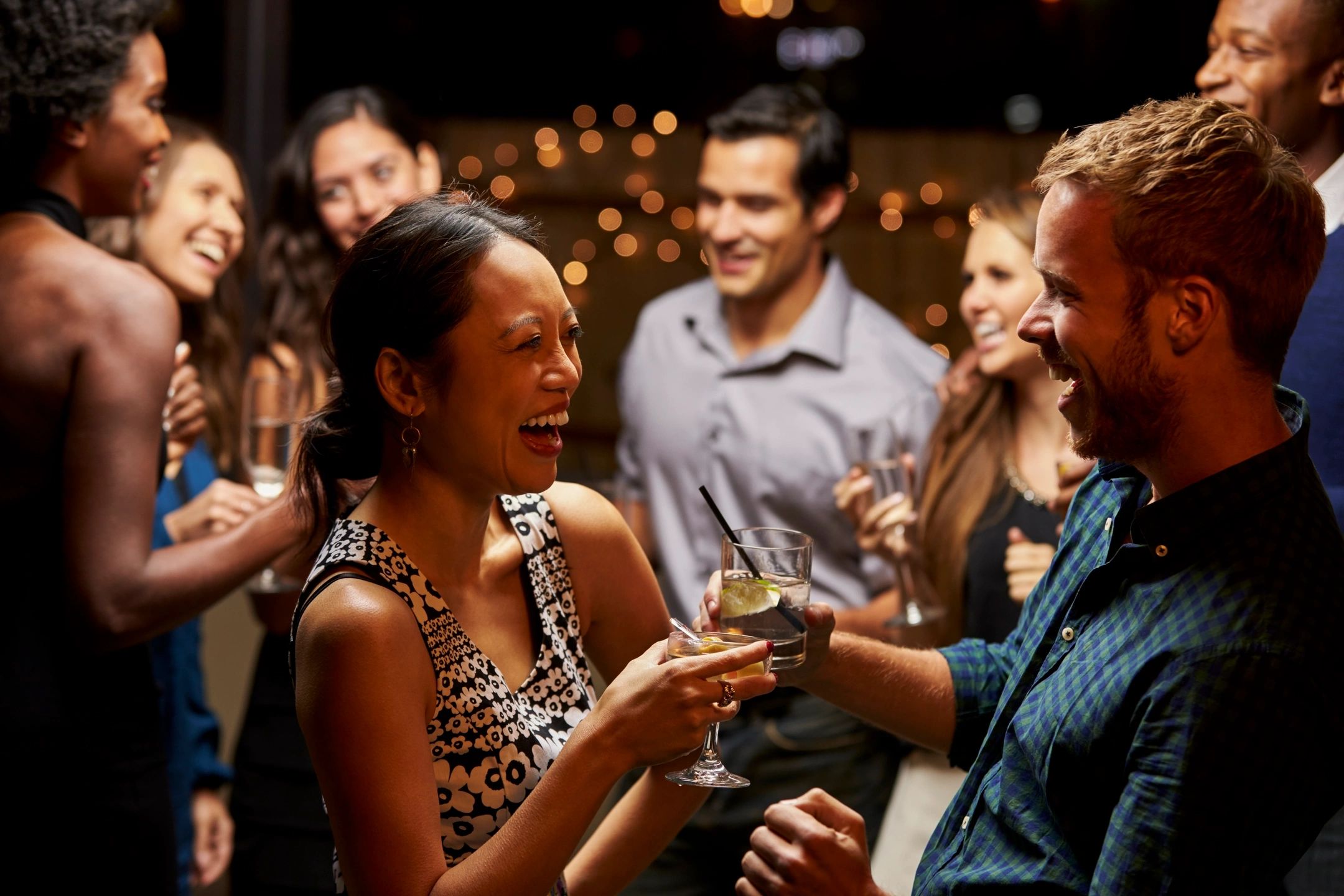 Friends meeting at a social event