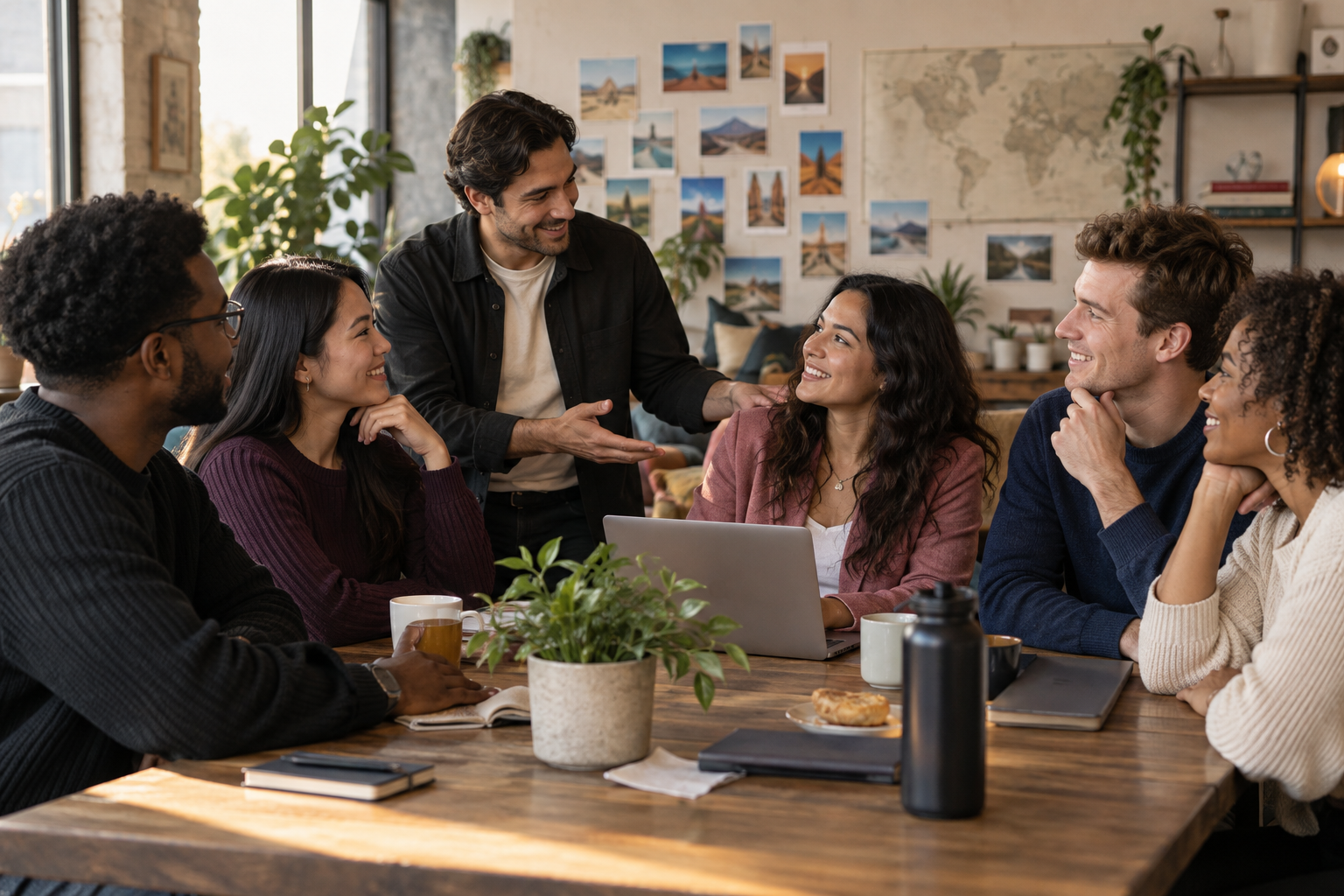 Young professionals meeting through a social community in the United States